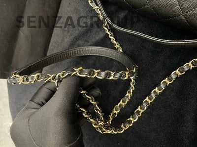 Chanel Black Calfskin Gold Hardware Messenger Bag Large Chain Shoulder Bag