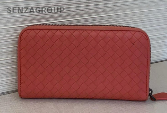 Bottega Veneta Intrecciato Clutch Wallet Rose Pink Women