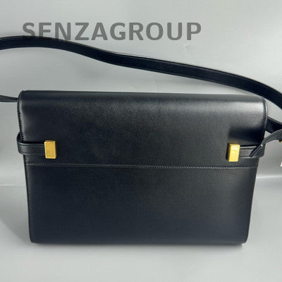 YSL Saint Laurent Manhattan Black Gold Top Handle Shoulder Bag Classic
