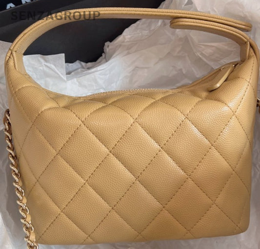 Chanel 25a Diamond Pattern Chain Shoulder Bag Crossbody Brown Gold Used Women