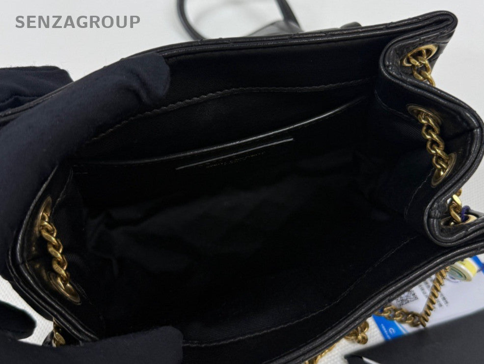 Saint Laurent Nolita Mini Lambskin Chain Shoulder Bag Crossbody Black Gold Women