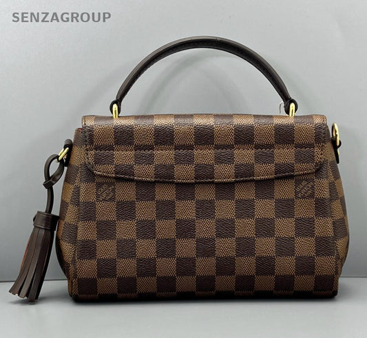 Louis Vuitton Tassel Damier Ebene Top Handle Bag Crossbody Brown Gold Women