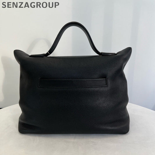 Hermes 2424 Kelly Top Handle Bag Black Gold Women Classic Fashion