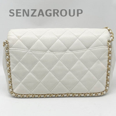 Chanel 22K White Gold Coin Chain Quilted Shoulder Crossbody Bag