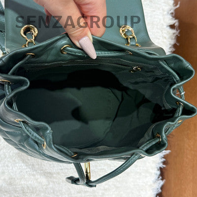 Chanel Salzburg Small Backpack Green Gold Quilted Fashion Women