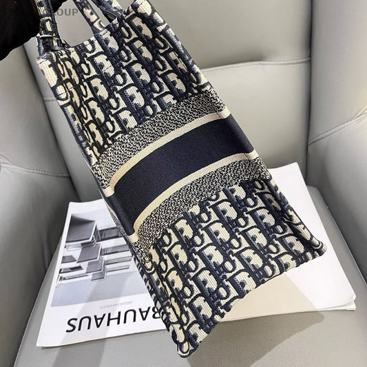 Dior Book Tote Medium Tote Bag Blue White Women's Handbag