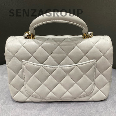 Chanel Mini Classic Flap Bag Quilted White Gold Chain Shoulder Bag