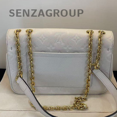 Louis Vuitton Marceau Monogram Chain Shoulder Crossbody Bag Women White Gold