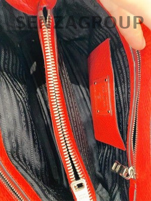 Prada Red Leather Handbag Shoulder Bag for Women
