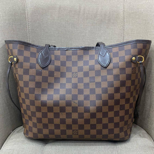 Louis Vuitton Neverfull MM Damier Ebene Tote Bag Brown Gold Hardware