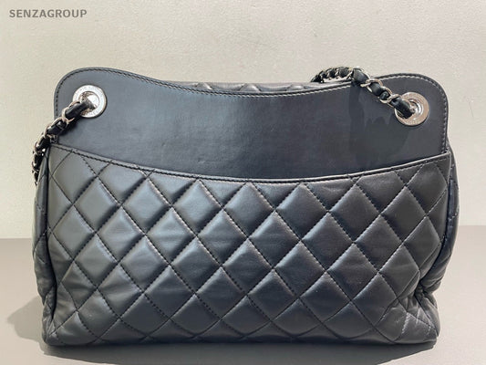 Chanel Large shopping Tote Chain Black Silver Shoulder Bag Diamond Women Classic