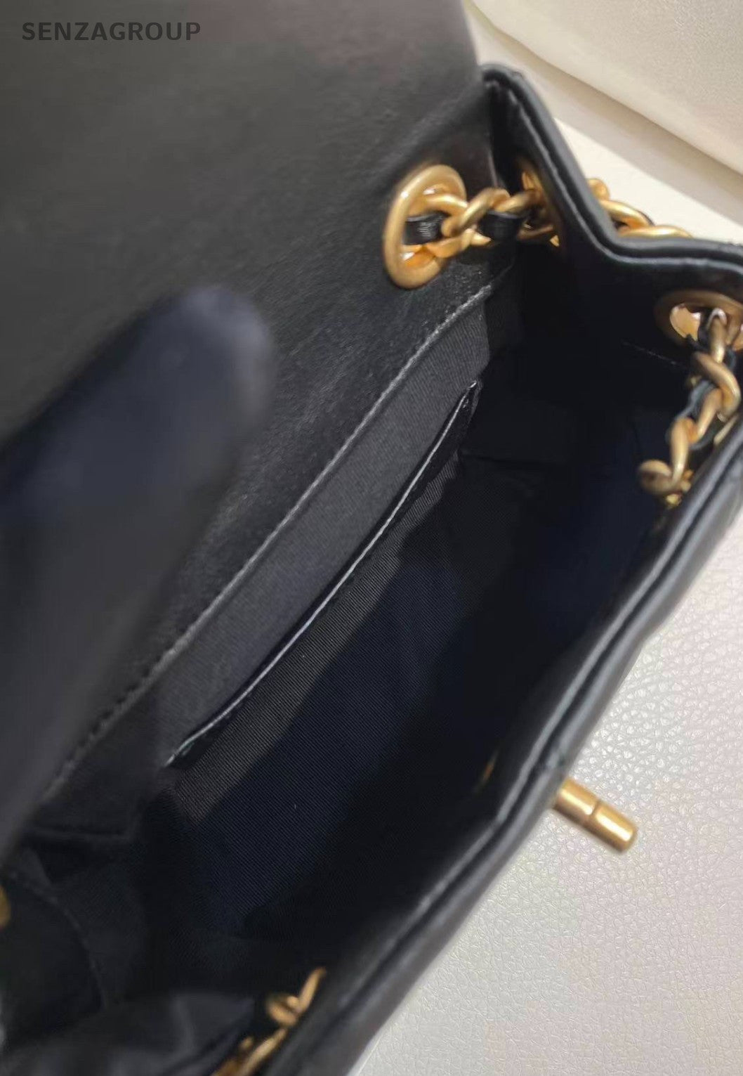 Chanel Calfskin Chain Gold Coin Backpack Black Diamond Used Women Classic