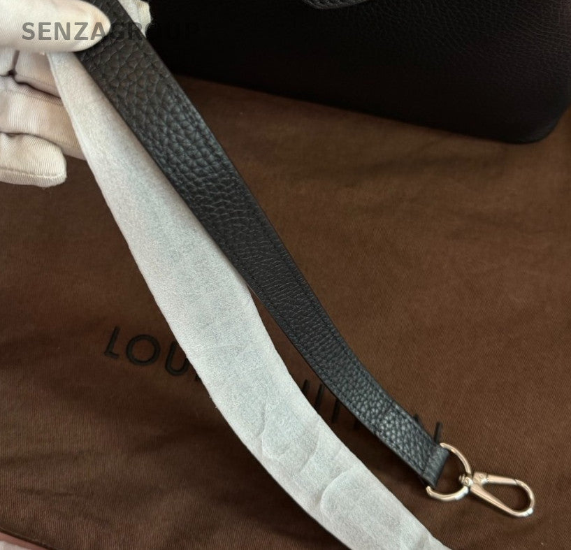 Louis Vuitton Capucines BB Calfskin Top Handle Bag Crossbody Black Silver Women