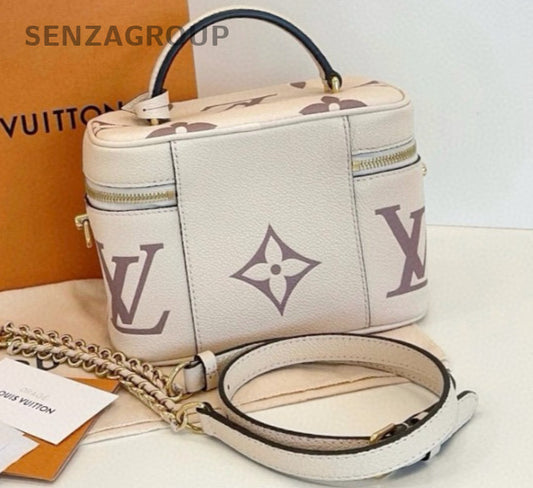 Louis Vuitton Vanity box All Leather Logo Top Handle Shoulder bag Cream white
