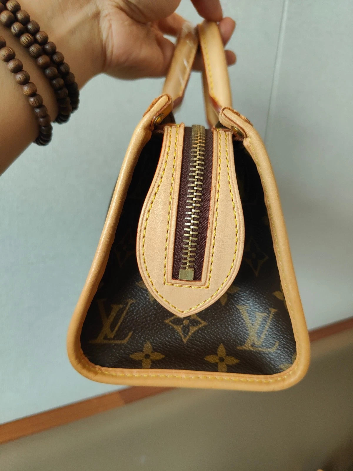 Louis Vuitton Monogram Top Handle Handbag Vintage Women Brown