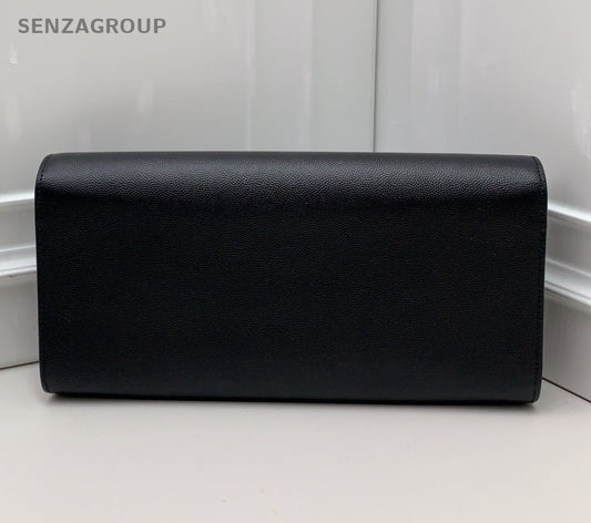 Saint Laurent Kate Calfskin Clutch Black Gold Used Women Classic Fashion