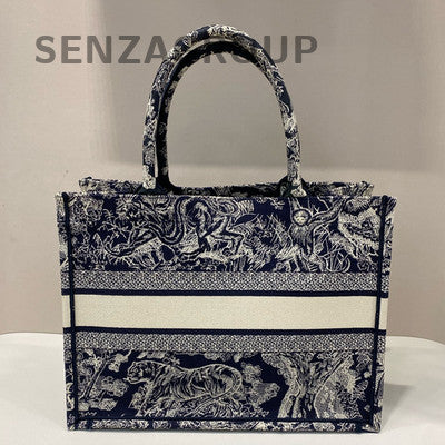 Dior Book Tote Blue Embroidered Medium Tote Bag - Classic & Stylish