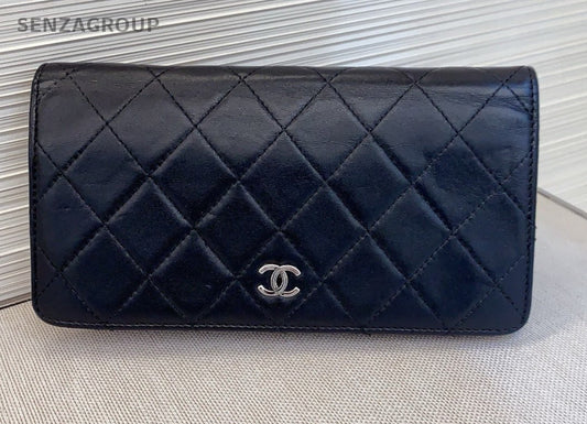 Chanel Quilted Clutch Wallet Black Women