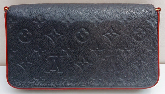 Louis Vuitton Calfskin Clutch Blue Gold Red Used Women Classic Designer