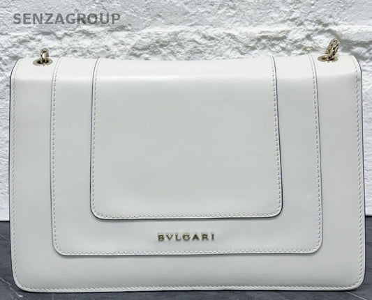 BVLGARI Serpenti Forever Chain Shoulder Bag Crossbody White Gold Women Classic