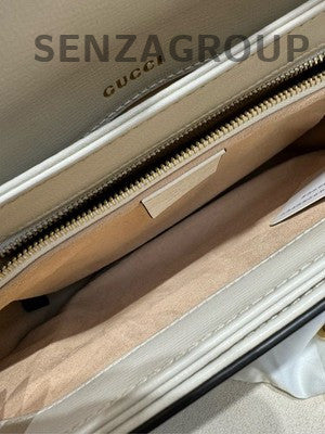 Gucci Horsebit 1955 White GG Supreme Canvas Shoulder Bag for Women