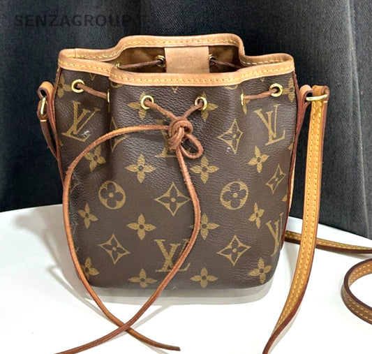 Louis Vuitton Nano Noe Monogram Drawstring Shoulder bag Crossbody Canvas Women