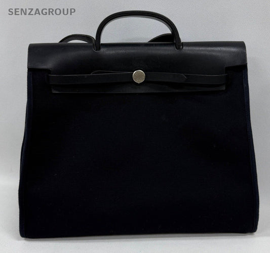 Hermes herbag 39 vtg Canvas Top Handle Shoulder Bag Black Unisex Adults