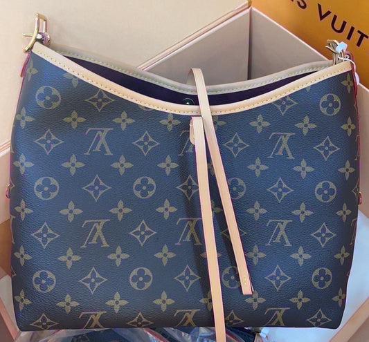 Louis Vuitton Carryall PM Monogram Shoulder Bag Brown Gold Used Women Classic