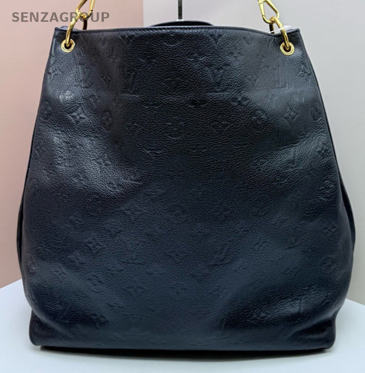 Louis Vuitton Monogram Tote Shoulder Bag Black Gold Women Classic