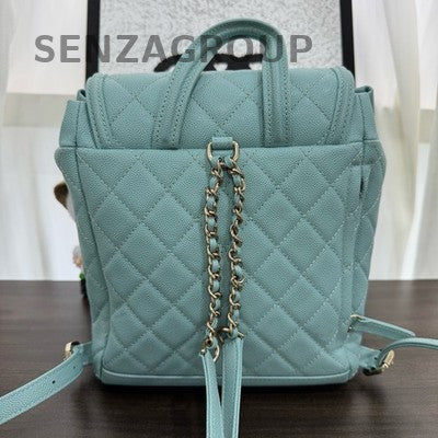 Chanel Vanity Case Blue Silver Calfskin Backpack Classic Fashion Women