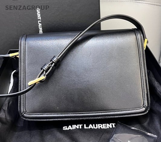 Saint Laurent Solferino 2Way Shoulder Bag Crossbody Black Gold Women Classic