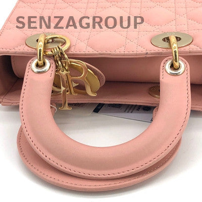 Dior Lady Dior Bag Pink Gold Lambskin Handbag Shoulder Bag Classic