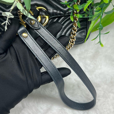 Gucci Marmont 22 Mini Black Gold Chain Shoulder Crossbody Bag Classic