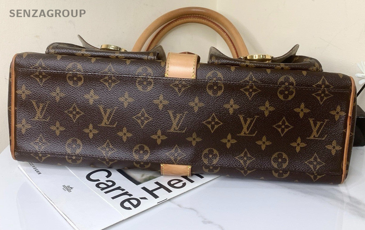 Louis Vuitton Monogram GM Top Handle Bag Brown Gold Used Women Classic Vintage
