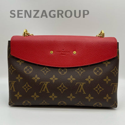 Louis Vuitton Saint Monogram Chain Crossbody Shoulder Bag Brown Red Gold