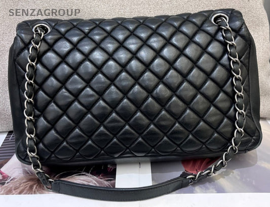 Chanel Classic Flap Chain Shoulder Bag Black Silver Diamon Women Classic