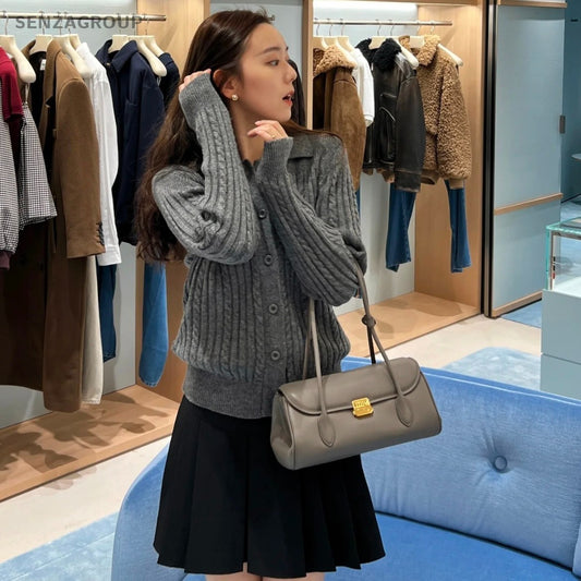 Miumiu Hobo Elephant Gray Top Handle Shoulder Handbag Women Brand NEW