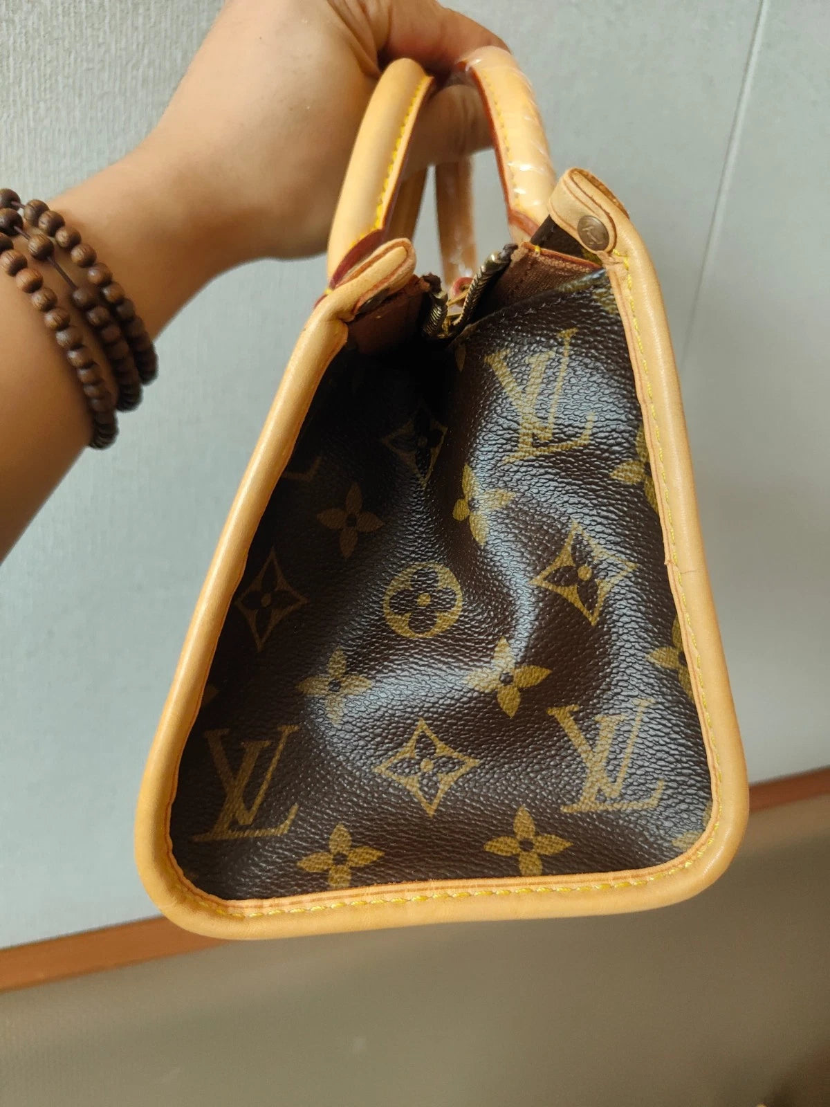 Louis Vuitton Monogram Top Handle Handbag Vintage Women Brown
