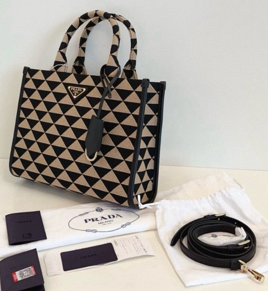 PRADA Symbole Embroidery tote Small 2WAY Shoulder bag