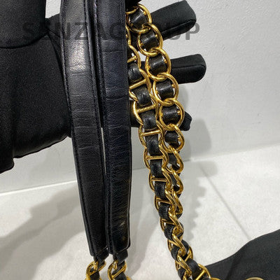 Prada Black Gold Parachute Chain Shoulder Bag Women's Classic Fashion
