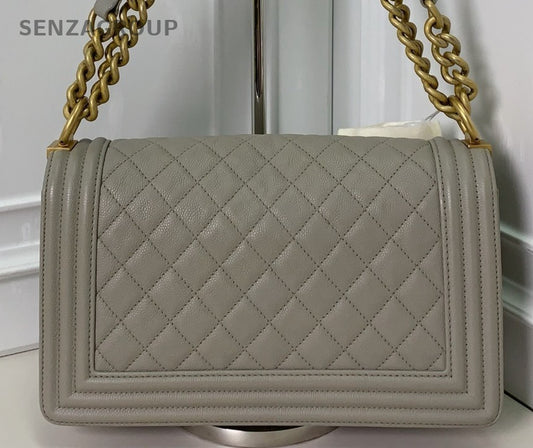 Chanel Leboy Chain Gray Gold Shoulder Bag Diamond Women Classic Fashion