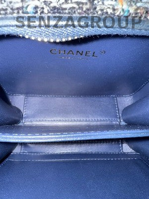 Chanel Tweed Snake Skin Camera Bag Small Chain Shoulder Crossbody