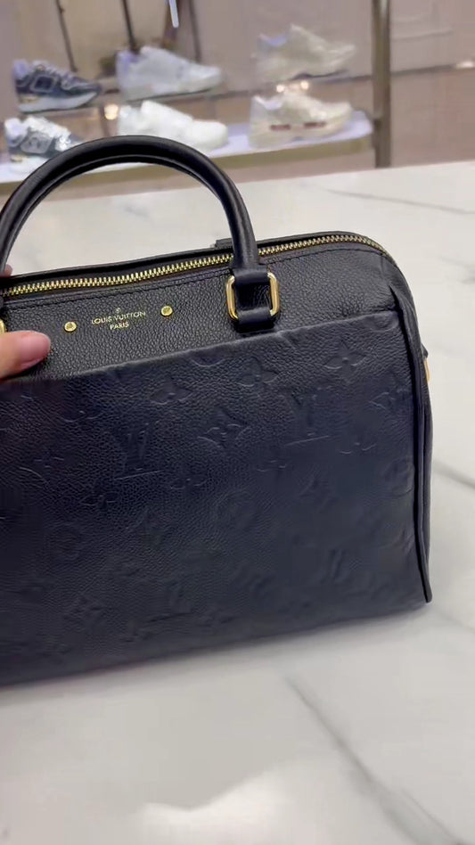 Louis Vuitton Speedy25 Monogram Black Gold Top Handle Bag Crossbody Women