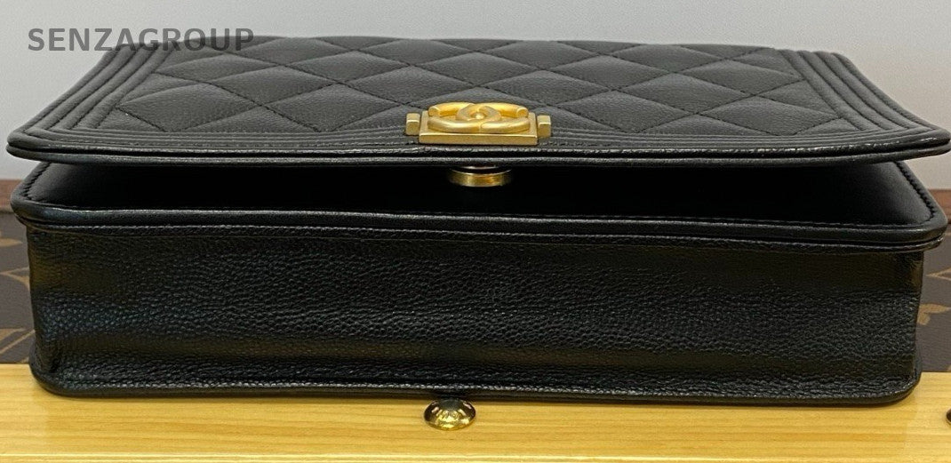 Chanel Leboy WOC Chain Shoulder Bag Crossbody Black Gold Used Women Classic