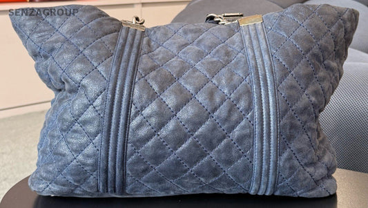 Chanel Leboy Tote Shoulder Bag Blue Silver Diamond Women Classic Designer