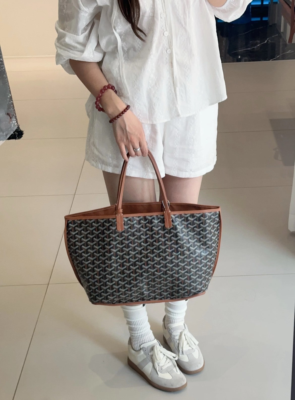 Goyard Tote MM Monogram caramel color with pouch Shoulder Handbag Brown