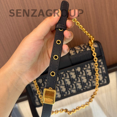 Dior Montaigne 30 Small Monogram Chain Shoulder Crossbody Bag Black Gold