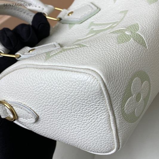 Louis Vuitton Speedy Nano Monogram Top Handle Bag Chain Crossbody Green Women