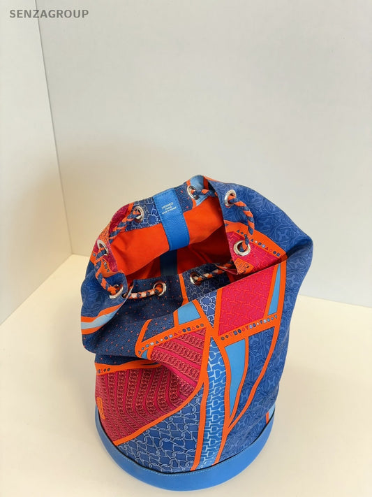 Hermes Orange Blue Drawstring Bucket bag
