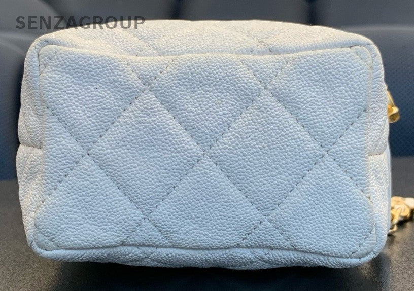 Chanel 21S Mini Chain Shoulder Bag Crossbody Diamond White Gold Women Classic